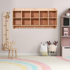 GustoWave 10 Cubbies Storage Organizer with Hooks and Shelf for Kids Toys - 1 of 4