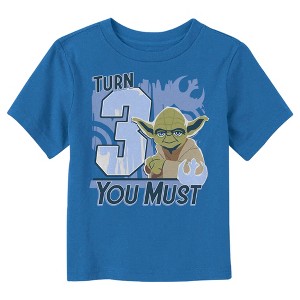 Toddler's Star Wars Yoda Turn 3 You Must Rebel Logo Portrait T-Shirt - 1 of 3