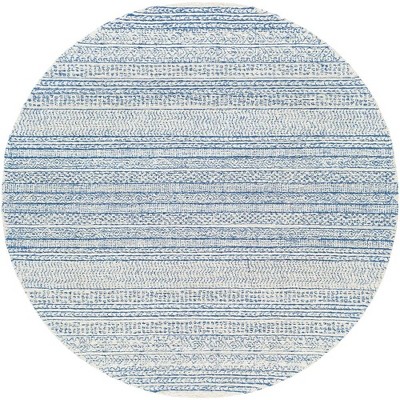 Mark & Day Melun 8' Round Tufted Indoor Area Rugs Denim: Geometric Bohemian Wool, Stain-Resistant, Pet Friendly