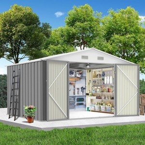 8'x10' Outdoor Storage Shed, Large Garden Shed, with Slooping Roof and 4 Vents - 1 of 4