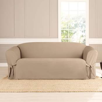 Heavy Weight Cotton Canvas Sofa Slipcover Khaki - Sure Fit