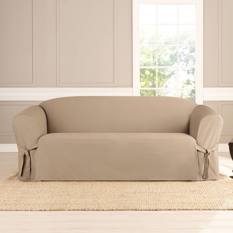 Heavy Weight Cotton Canvas Sofa Slipcover Khaki - Sure Fit, 1 of 5