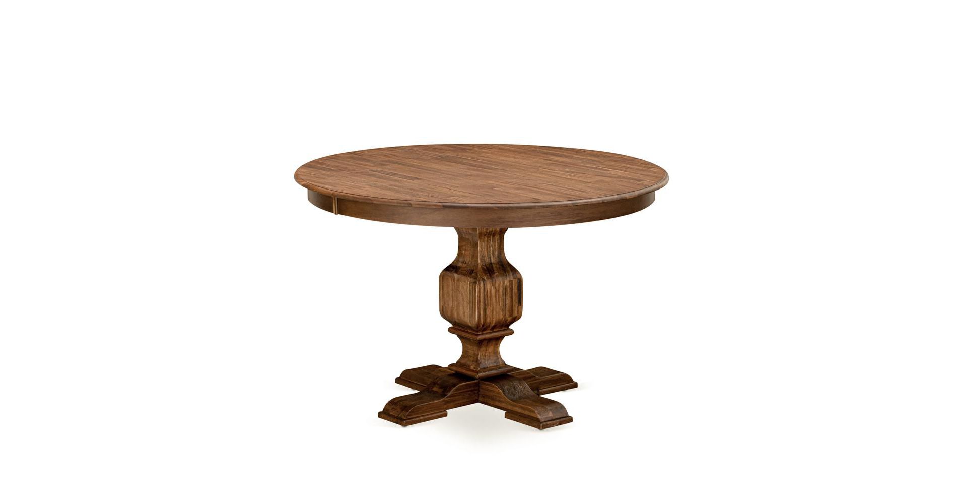 East West Furniture, Round Dining Table With Pedestal, Rustic Rubberwood
