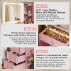 PAKASEPT Vanity Desk with Sliding Mirror and Lights, European Style with Glass Top, 5 Drawers, 2 Hidden Shelves, Charging Station & Stool Set, Pink - 3 of 4