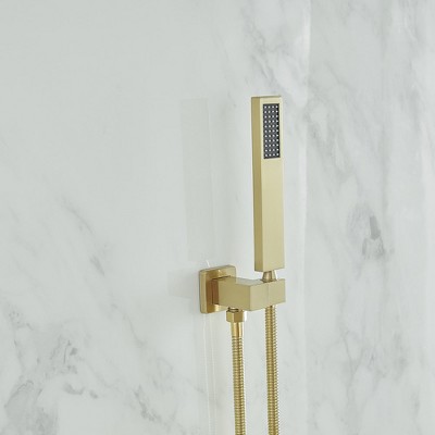 Brushed Gold Stainless Steel Wall Mounted Rain Shower System