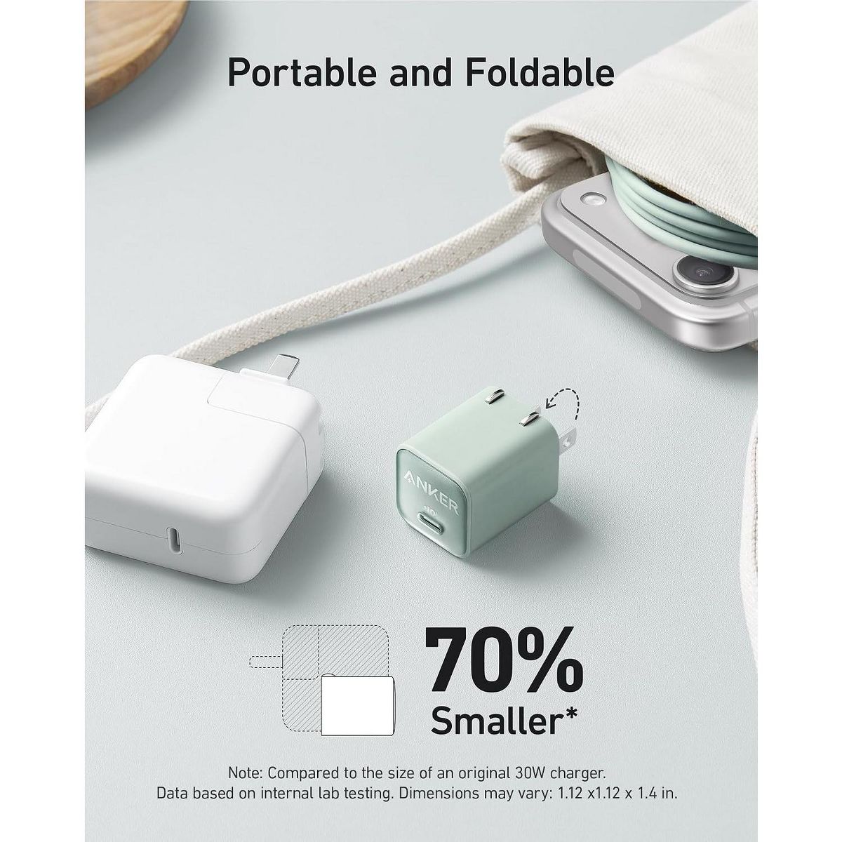 Anker Nano Phone Charger, 30W Portable Foldable USB C GaN Charger for iPhone 17/17 Pro Max/16/15 Series, Galaxy, iPad, MagSafe - thumbnail 4