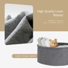 Infurnic Desks Round Edge End Table in Living Room, Nightstand, Bedroom Small Side Table with Fabric Basket, Steel Frame, Black 20"*20"*25" - 4 of 4