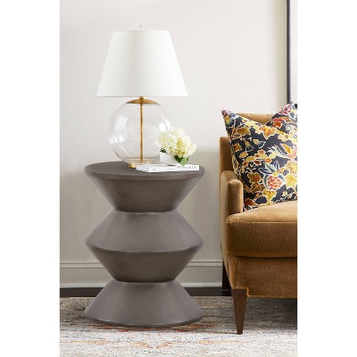 Lizzie Concrete End Accent Stool Table Gray - Armen Living