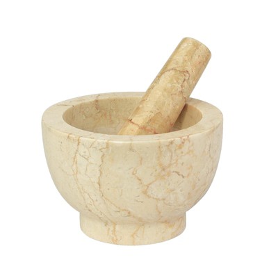 Cilio, Marble Mortar and Pestle, 4" round x 2.25" deep, Ivory