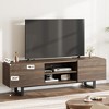Industrial TV Stand for 80 Inch, Modern Entertainment Center with 2 Drawers, Wooden Media Cabinet with Heavy Duty Leg - 2 of 4