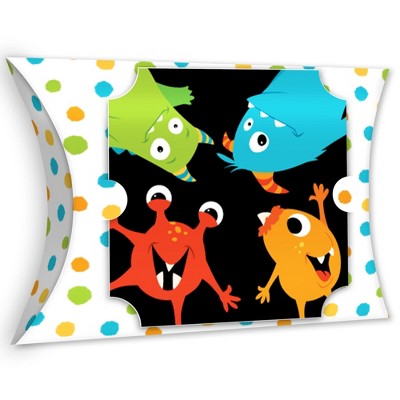 Big Dot of Happiness Monster Bash - Favor Gift Boxes - Little Monster Birthday Party or Baby Shower Large Pillow Boxes - Set of 12