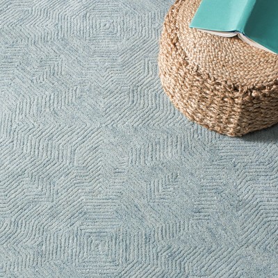 Bohemian Bliss Hand-Tufted Round Wool Rug in Aqua - 59"