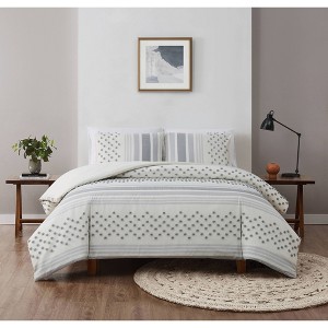 2pc Twin/Twin Extra Long Mia Tufted Texture Comforter Set Gray - Brooklyn Loom - 1 of 4