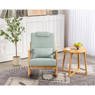 CIPACHO Rocking Chair Upholstered Fabric Rocking Armchair Indoor with High Backrest Glider Chairs and Lumbar Pillow for Living Room