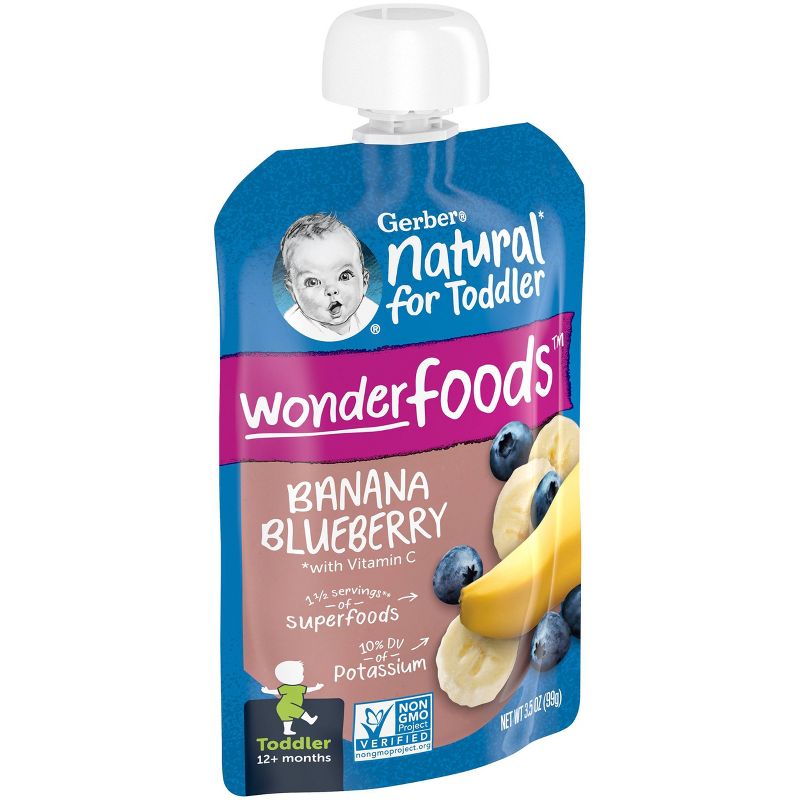 Gerber Toddler Banana Blueberry Baby Food Pouch - 3.5oz, 2 of 11