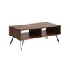 Camila Wood Coffee Table Dark Brown - Summerland Home: Acacia Veneer, Black Metal Hairpin Legs, 2 Open Shelves - 4 of 4