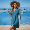 Women's Notched Neck Short Sleeve Twisted Cover-Up Mini Dress - Cupshe - 3 of 4