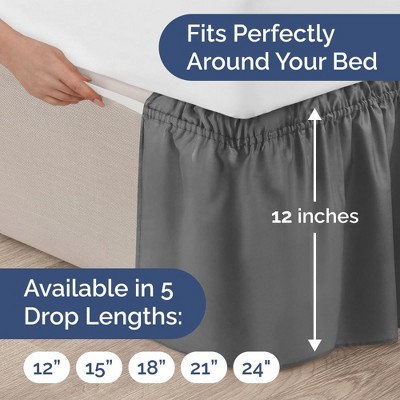 Twin Dark Gray Polyester Ruffled Elastic Wrap Around Bed Skirt