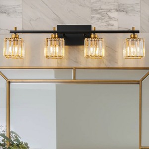 LLHZSY 3/4/5-Lights Modern Dimmable Glam Crystal Bathroom Vanity Lights-Black Gold - 1 of 4