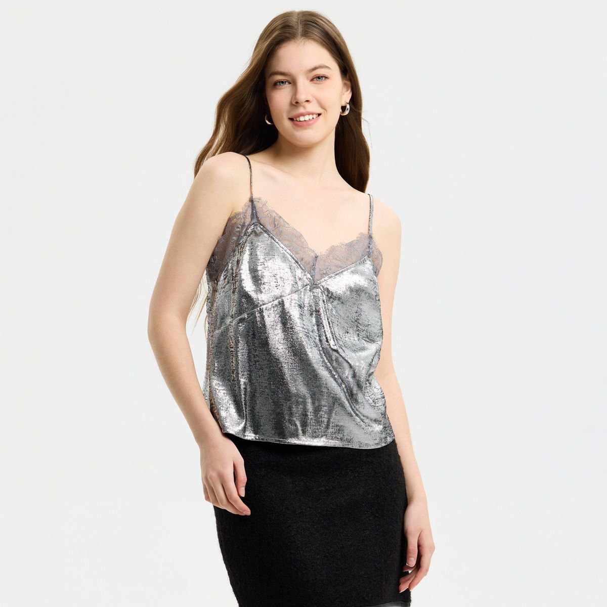 Women's Metallic Lace Tank Top - A New Day™ - thumbnail 6