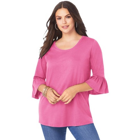 Roaman's Women's Plus Size Bell-sleeve Ultimate Tee - 38/40, Vintage ...