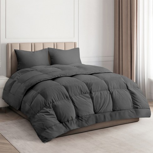 Cgk Linens Goose Down Alternative Comforter In Dark Grey, Size Full ...