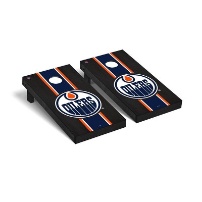 NHL Edmonton Oilers Premium Cornhole Board Onyx Stripe Version