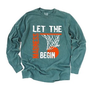 Simply Sage Market Women's Let The Madness Begin Long Sleeve Garment Dyed Tee - 1 of 4