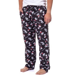 Peanuts Mens' Joe Cool Snoopy Character Tossed Print Sleep Pajama Pants Black - 1 of 4