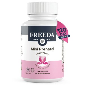 FREEDA Mini Prenatal Multivitamin: Tiny Kosher Tablets with Iron, Folic Acid, Vitamin D for Pregnant Women, Easy-to-Swallow - 1 of 4