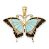 Black Bow Jewelry 14k Yellow Gold & Aqua Translucent Acrylic Butterfly Pendant, 30mm - 3 of 4