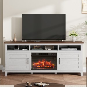 Fireplace TV Stand, Entertainment Center with Electric Fireplace, Farmhouse TV Stand with Cabinet Doors,for Living Room, Bedroom - 1 of 4