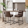 HDZNVF Set of 2 Upholstered 26 inch Counter Height Antique Brown Stools - 3 of 4