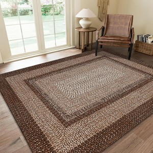 Modern Washable Area Rug, Non Slip Indoor Print Mat For Living Room Bedroom Dining Room Kitchen Enterway, Low Pile Stain Resistant Foldable Carpet - 1 of 4