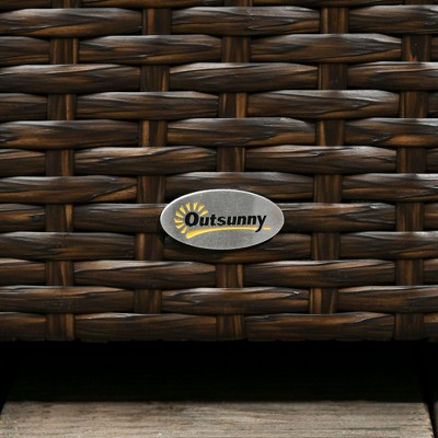 Brown Wicker and Plastic Outdoor Deck Box with Hydraulic Lift