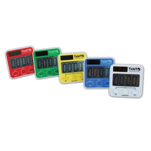 Tickit Dual Power Timers - Set of 5 - Red, Yellow, Green, Blue, White - Solar and Battery Powered Digital Timers - 1 of 1