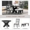 NicBex 4 Piece Wood Dining Table Set,Breakfast Table and Chairs Set with 3 Upholstered Padded Stools,Dining Set for Kitchen - 4 of 4