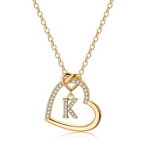 Turandoss 18K Gold Heart Initial Necklace for Women Girls, Dainty Zircon Pendant Necklace, Birthday Gifts for Women Girls, Gold Jewelry, 20+2.5In - 1 of 4