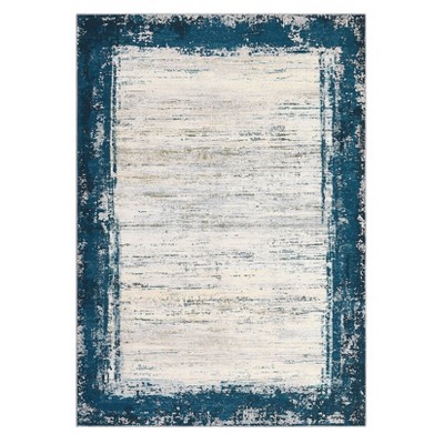 Washable Modern Bordered Rug Non Slip Low Pile Rug Soft Throw Floor Cover Foldable Indoor Carpet for Living Room Bedroom