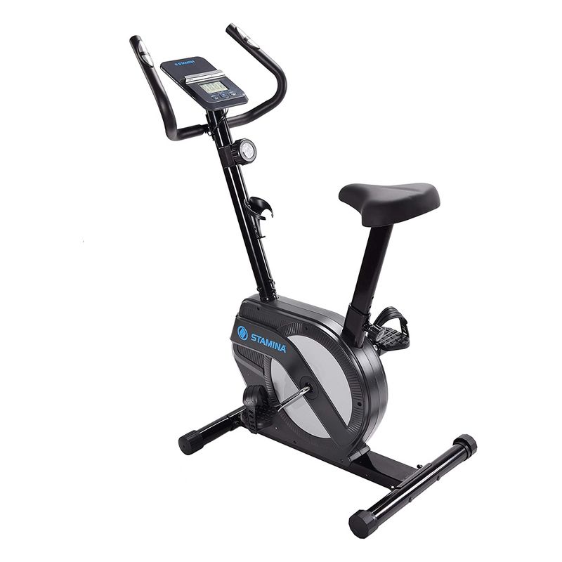 Stamina Products 15-1308 Upright Adjustable Magnetic LCD Stationary Exercise Bike With Pulse Sensors And 3 Levels Of Guided Online Workouts, Black, 1 of 7