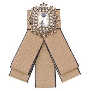 INSPIRE CHIC Women's Rhinestone Ribbon Brooch Pre-Tied Bow Tie 1 PCS - 1 of 4