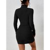Women's Casual Sweater Dress Turtleneck Ribbed Bodycon Long Sleeve Mini Knit Dresses - 4 of 4