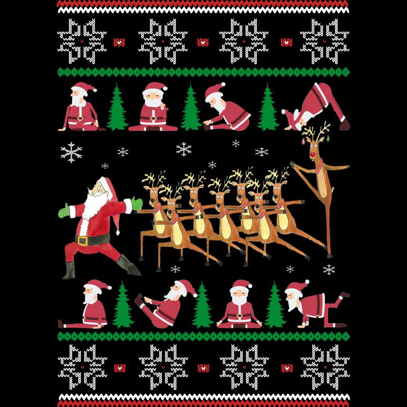 Junior's Design By Humans Yoga Christmas By sophialada T-Shirt, 2 of 4