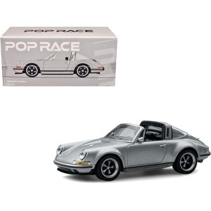 Singer Targa Convertible Silver Metallic 1/64 Diecast Model Car by Pop Race - 1 of 4