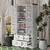 FUFU&GAGA Elegant White Storage Cabinet: Classic Aesthetics with Intricate Hollow Relief Design Pantry Cabinet Freestanding Cabinet Diplay Cabinet - 3 of 4
