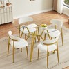 KTMBDW Mid Century Modern Dining Chairs Set of 2, Farmhouse velvet Fabric Upholstered Accent Curved Backrest Kitchen Chairs, with Metal Frame, White - 4 of 4