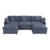 NicBex Couches for Living Room 112.6" Modular Sectional Sofa L-Shape Corduroy Upholstered Sofa Couch with Side Storage Pockets and Ottoman, Blue - 2 of 4
