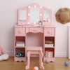 Pink Wooden Kids Vanity Set,with Tri-Fold Mirror, Stool & Drawer,Toddler Vanity,Pretend Play Girls Vanity Table for Toddlers Ages 3+ - 3 of 4