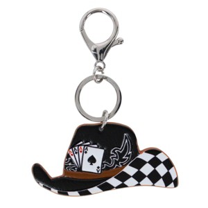 CTM Women's Black and White Checkerboard Cowboy Hat Bag Charm - 1 of 3