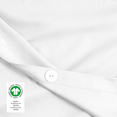 White Organic Cotton Sateen Twin/Twin XL Duvet Cover Set